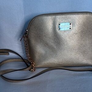 Michael Kors Gold Metallic Crossbody Bag with Dome Shape